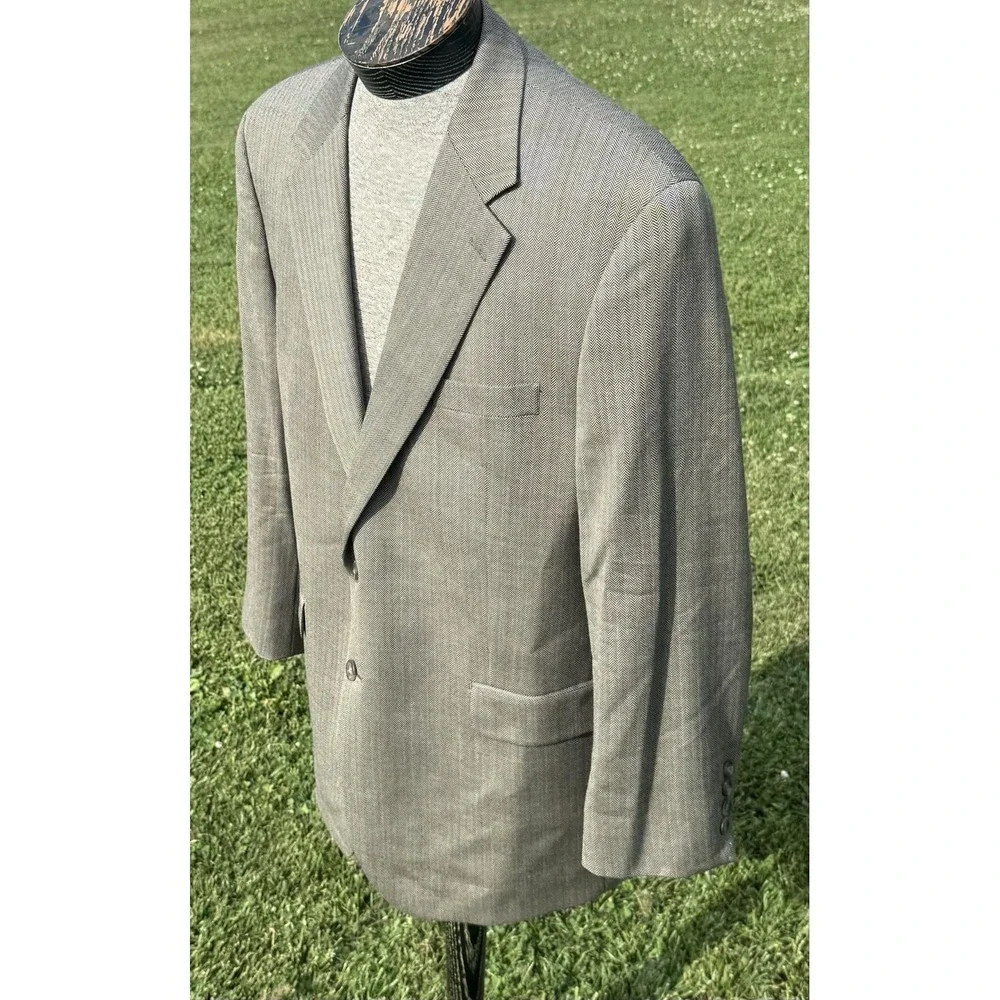 Lauren Ralph Lauren Blazer Mens 44R Gray Wool Herringbone Tweed Sport Coat